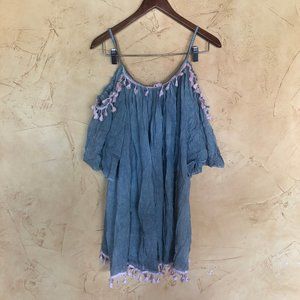 Shiraleah blue cover up with tassels